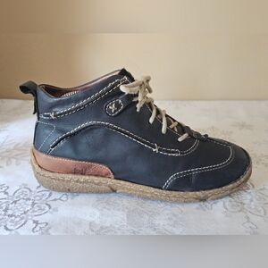 Joseph Seibel Ankle Boots Leather Navy Lace Up Sz 39